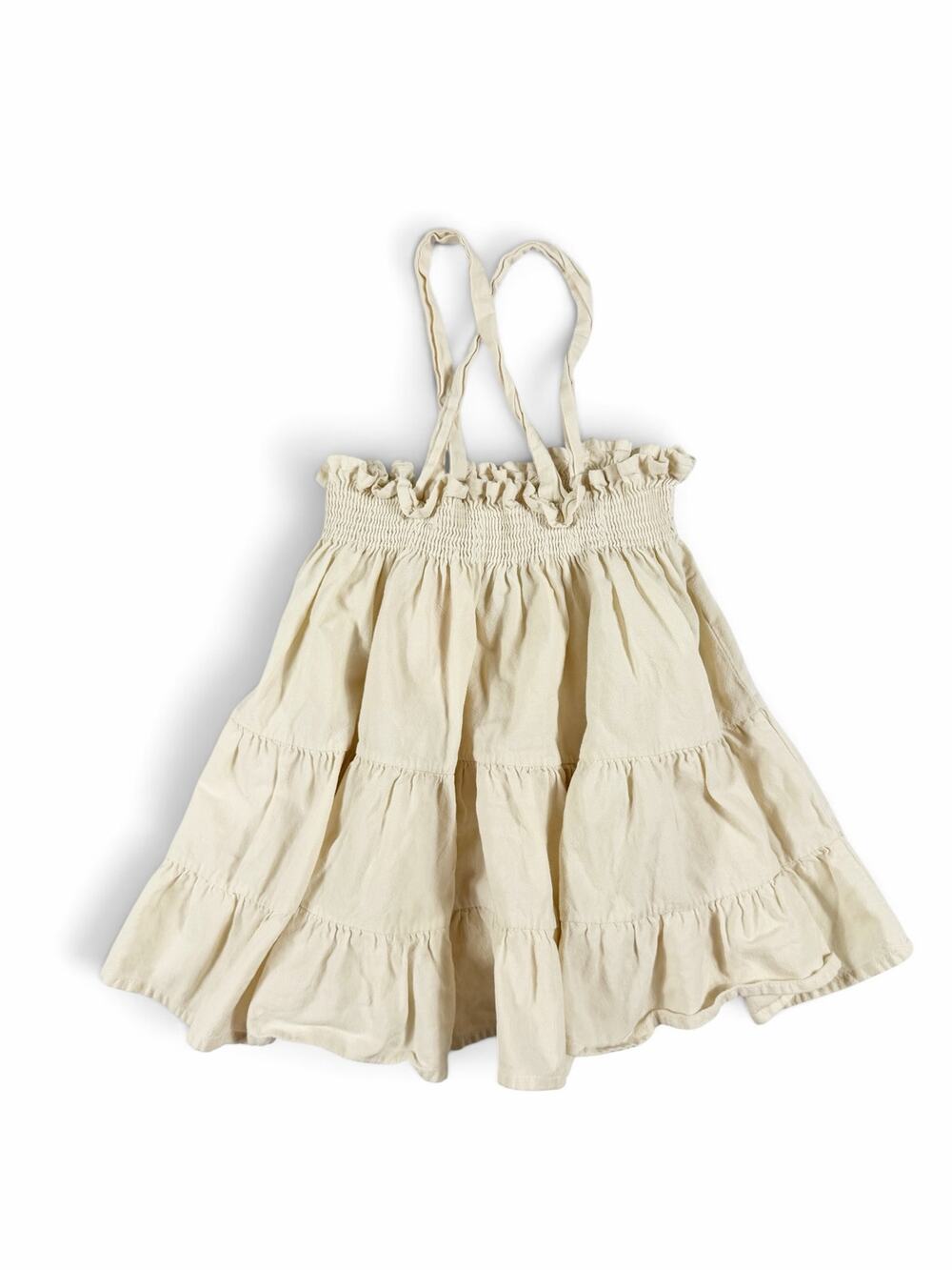 Noble Girls Organic Pima Cotton Smocked Tiered Dress Cream 3